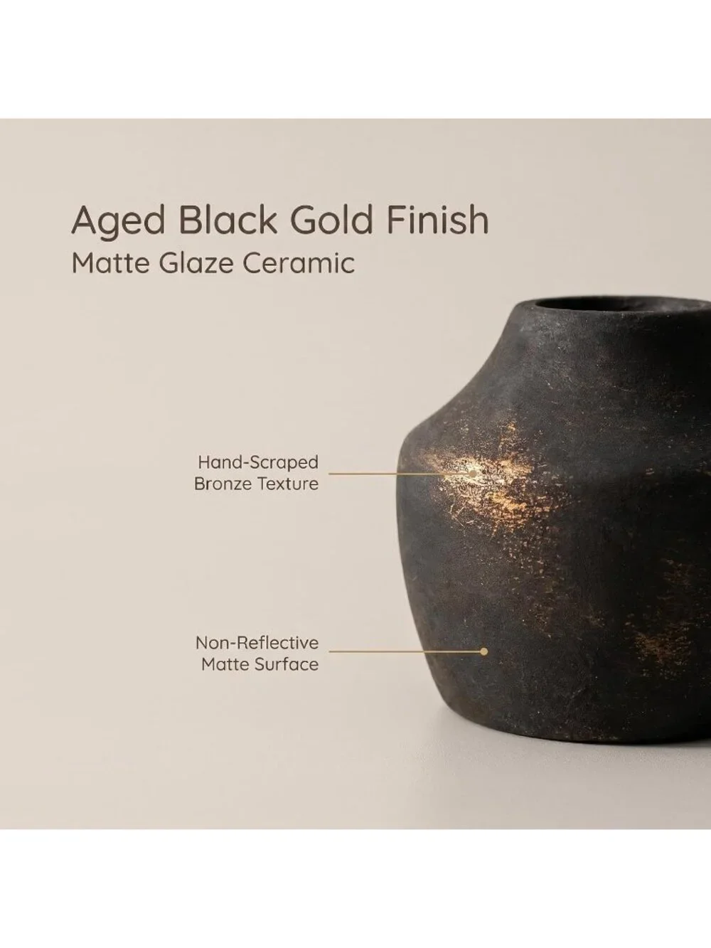 5.3 Inch Small Matte Black Ceramic Farmhouse Vase With Handles For Living Room